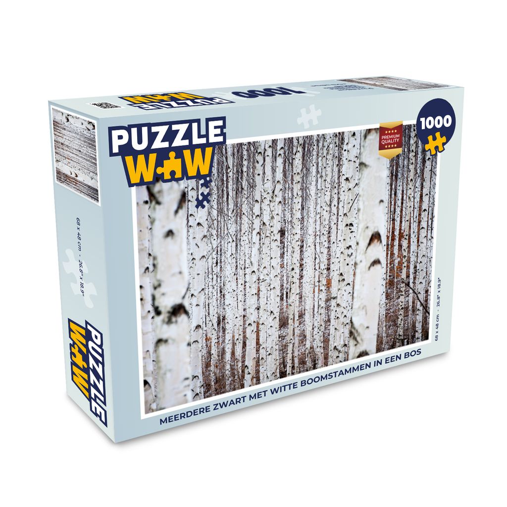 MuchoWow Puzzle 1000 Teile Mehrere schwarze und weiße Baumstämme in einem Wald - Erwachsene - Rätsel