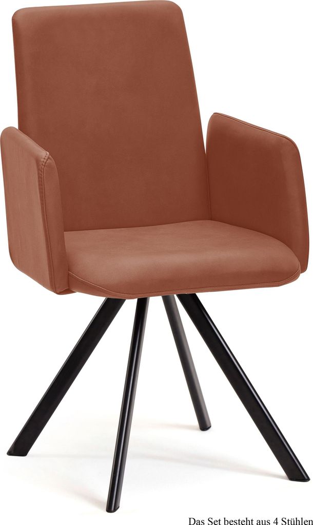 Armlehnstuhl drehbar (4er-Set) Denys 52x92x60 Schwarz/Cognac
