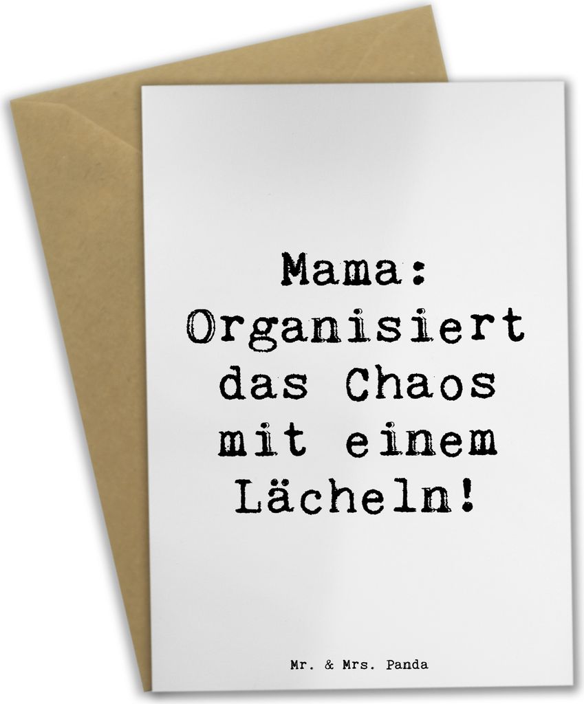 Mr. & Mrs. Panda Klappkarte Spruch Mama Ordnung - Weiß - Geschenk, Mutterschaft, Unterstützung, Chaos, einladungskarten, dankeskarten, Lächeln, ...