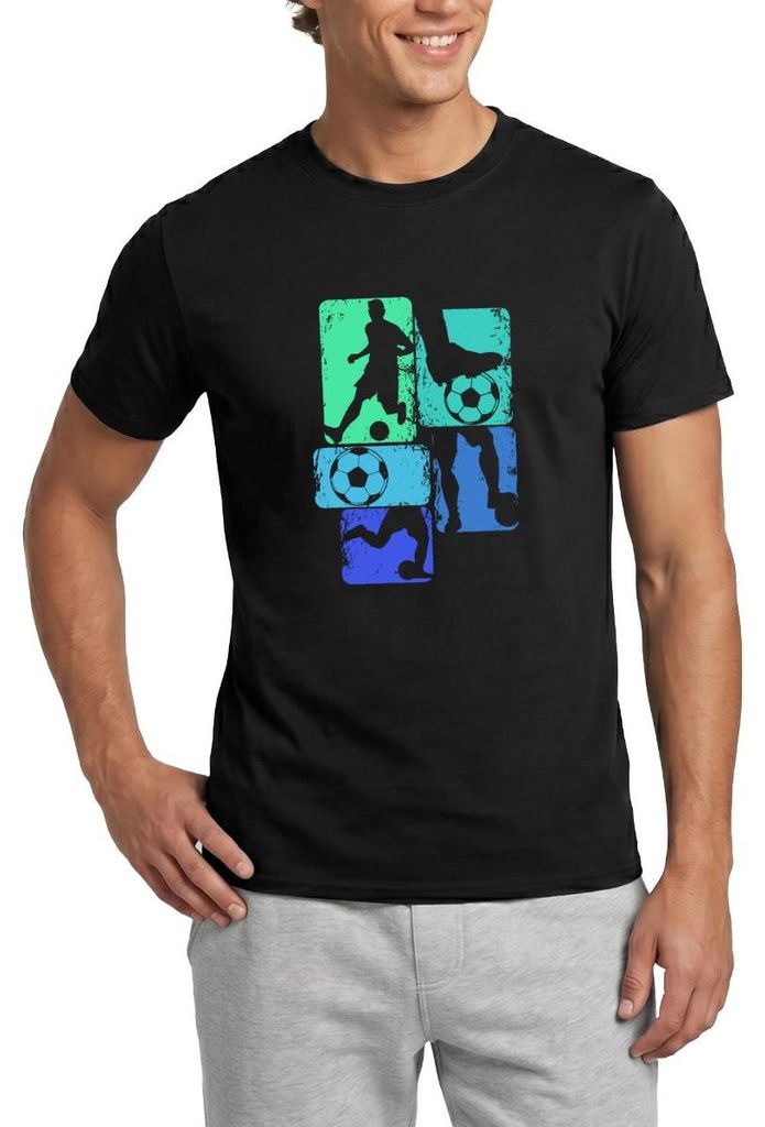 Spreadshirt Fußballspieler Silhouetten Mit Bällen Für Papa Männer T-Shirt, L, Schwarz