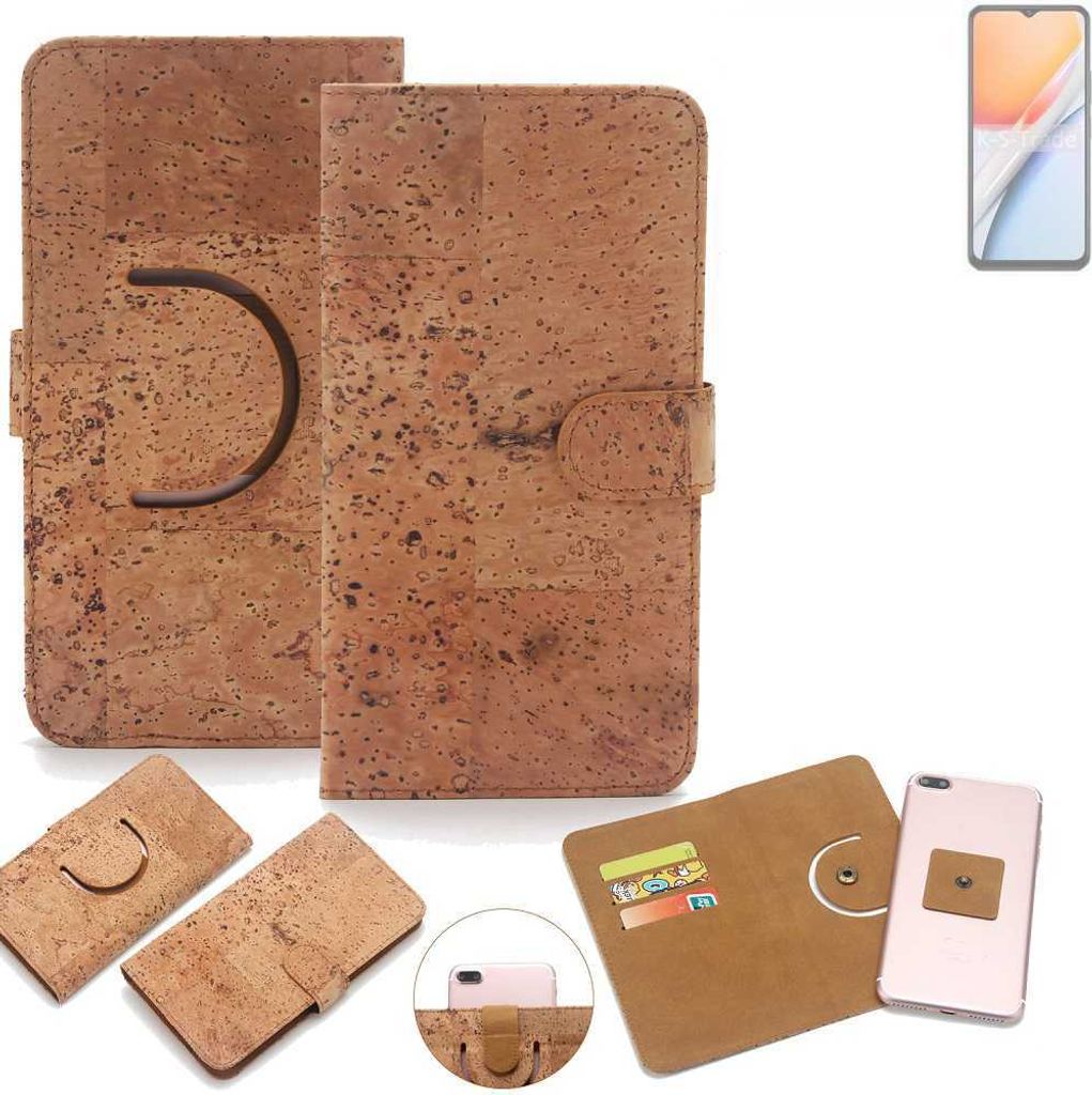 K-S-Trade Handy-Hülle Schutz-Hülle kompatibel mit Vivo Y18s Handyhülle Schutzhülle Korkhülle Kork-Hülle 1x