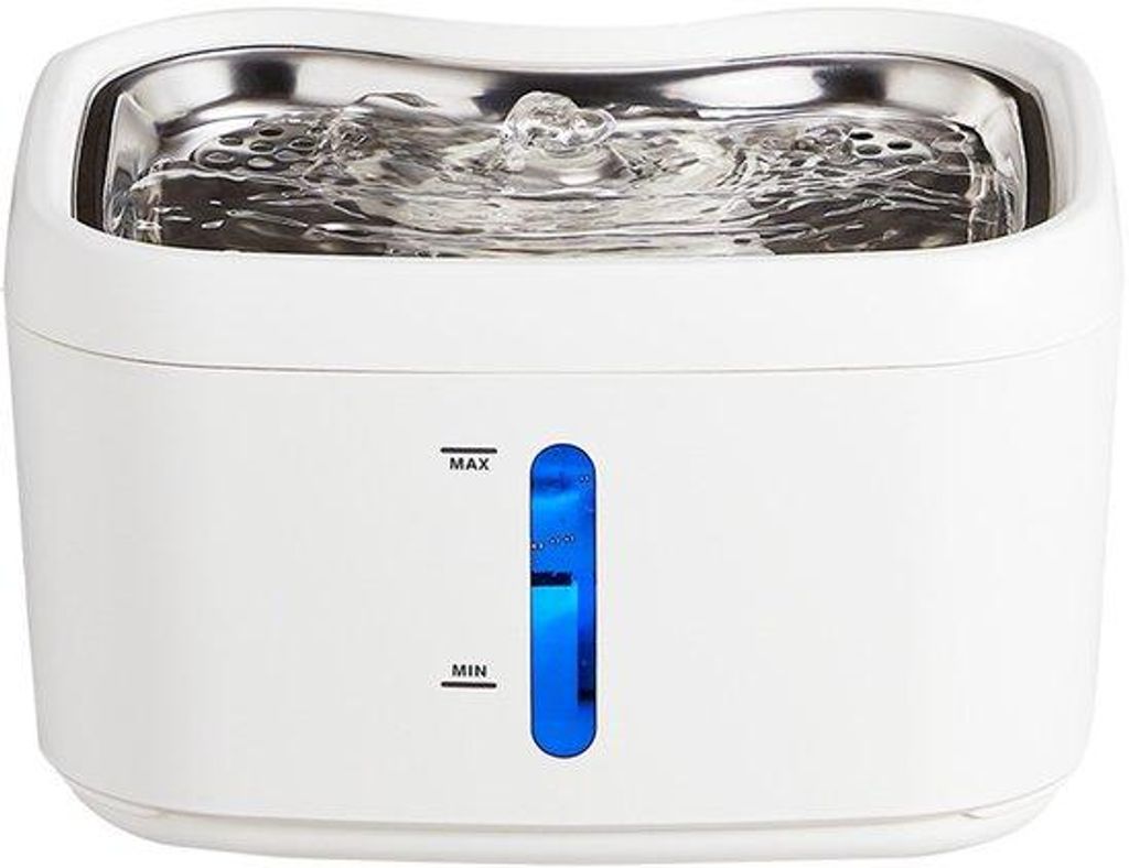 Katzenwasserfilter 2,5L – Ultra leise, LED, 1 Filter + 1 Pads, Edelstahlplatte