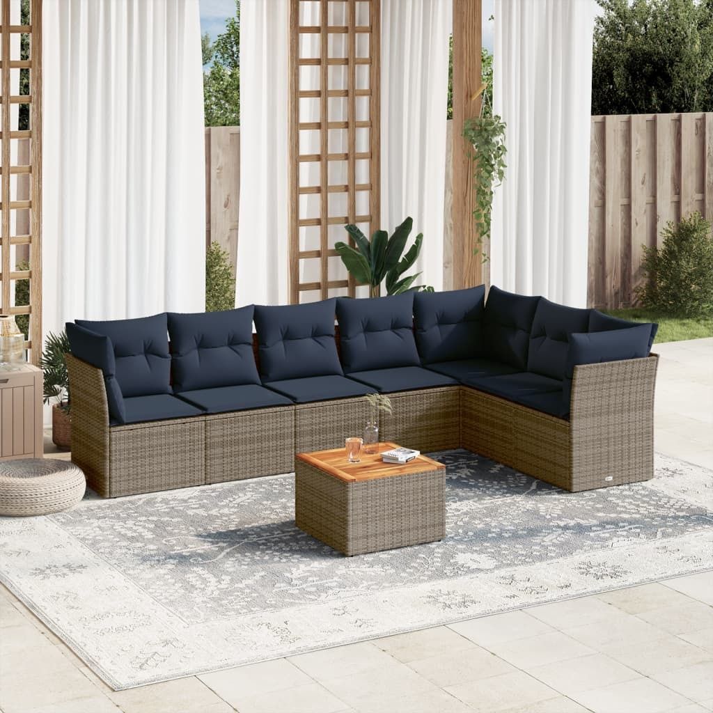 Maison Exclusive - 8-tlg. Garten-Sofagarnitur mit Kissen Grau Poly Rattan