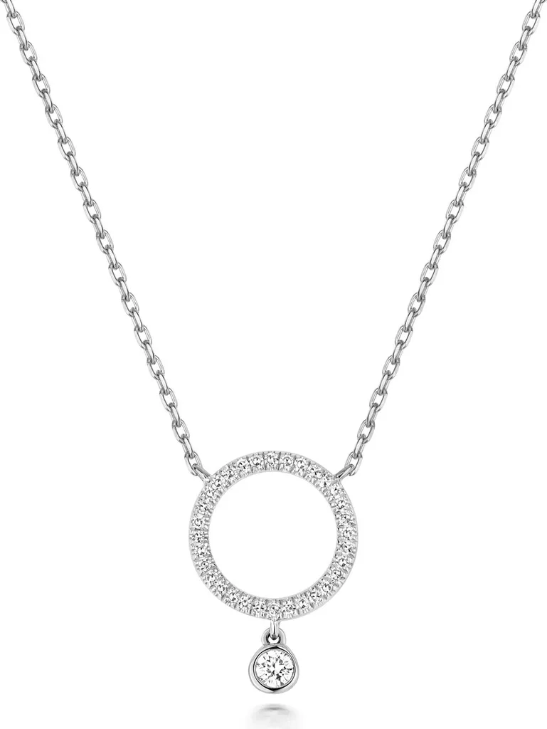Collier Diamant Brillant en Or Blanc pour Femme - Bijou Chic 375/1000
