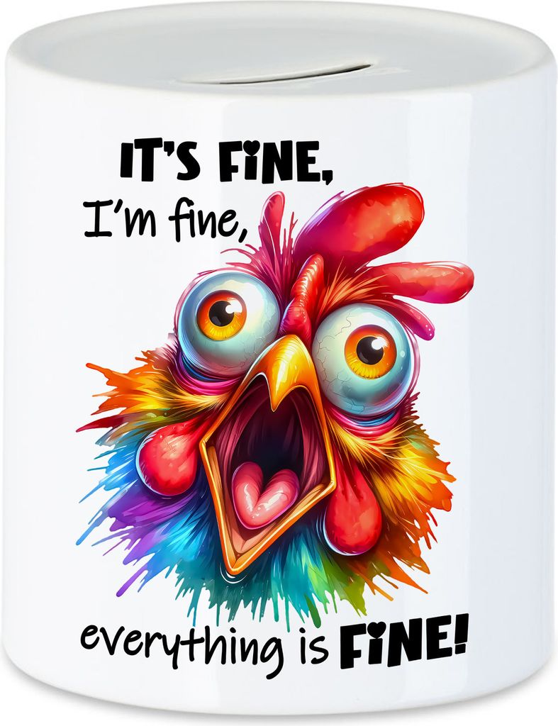 It's Fine I'm Fine Spardose Lustiges Huhn Stress Humor Geschenkidee Sarkastisch