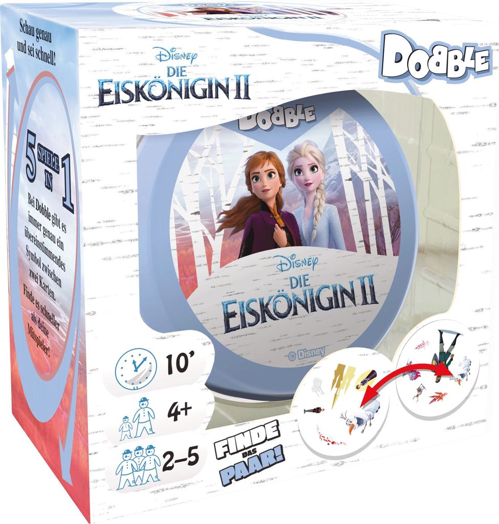 The image shows the packaging of a board game with characters from Disney's Frozen II.