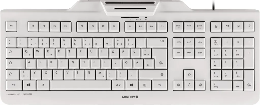 Cherry KC1000 SC blanc-gris - Clavier filaire avec lecteur de carte à puce