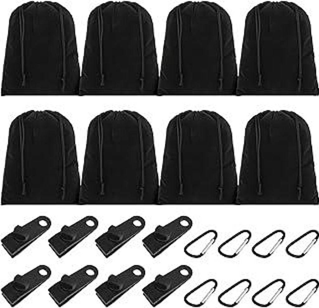 BATHRINS 8 Stück Tragbare Gewichtstasche für Pavillon-Vorhänge im Freien, mit 8 Gewichtstaschen, 8 Karabiner und 8 Clips, Sandsack Gewichte für...