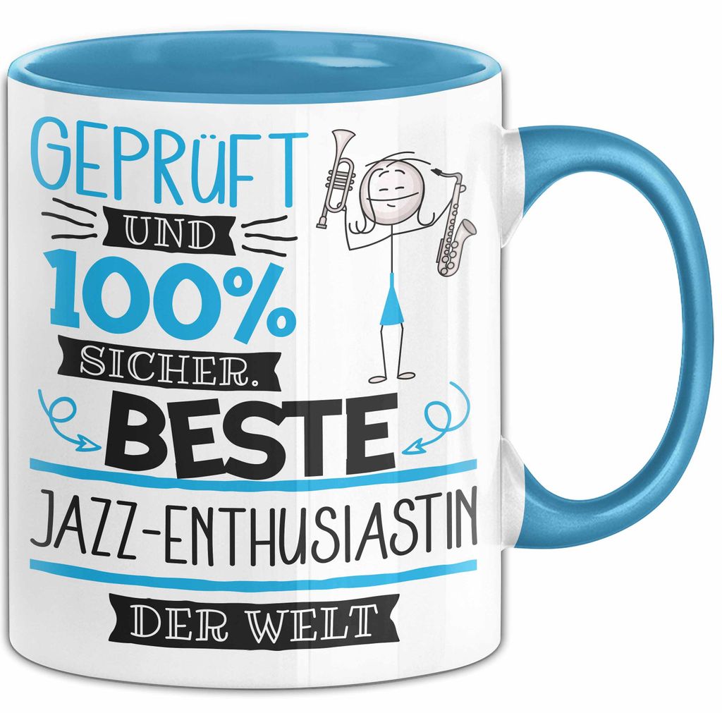 Beste Jazz-Enthusiastin Der Welt Tasse Geschenk für Eine Jazz-Enthusiastin Und Sicher Geschenkidee Geburtstag Weihnachten (Blau)