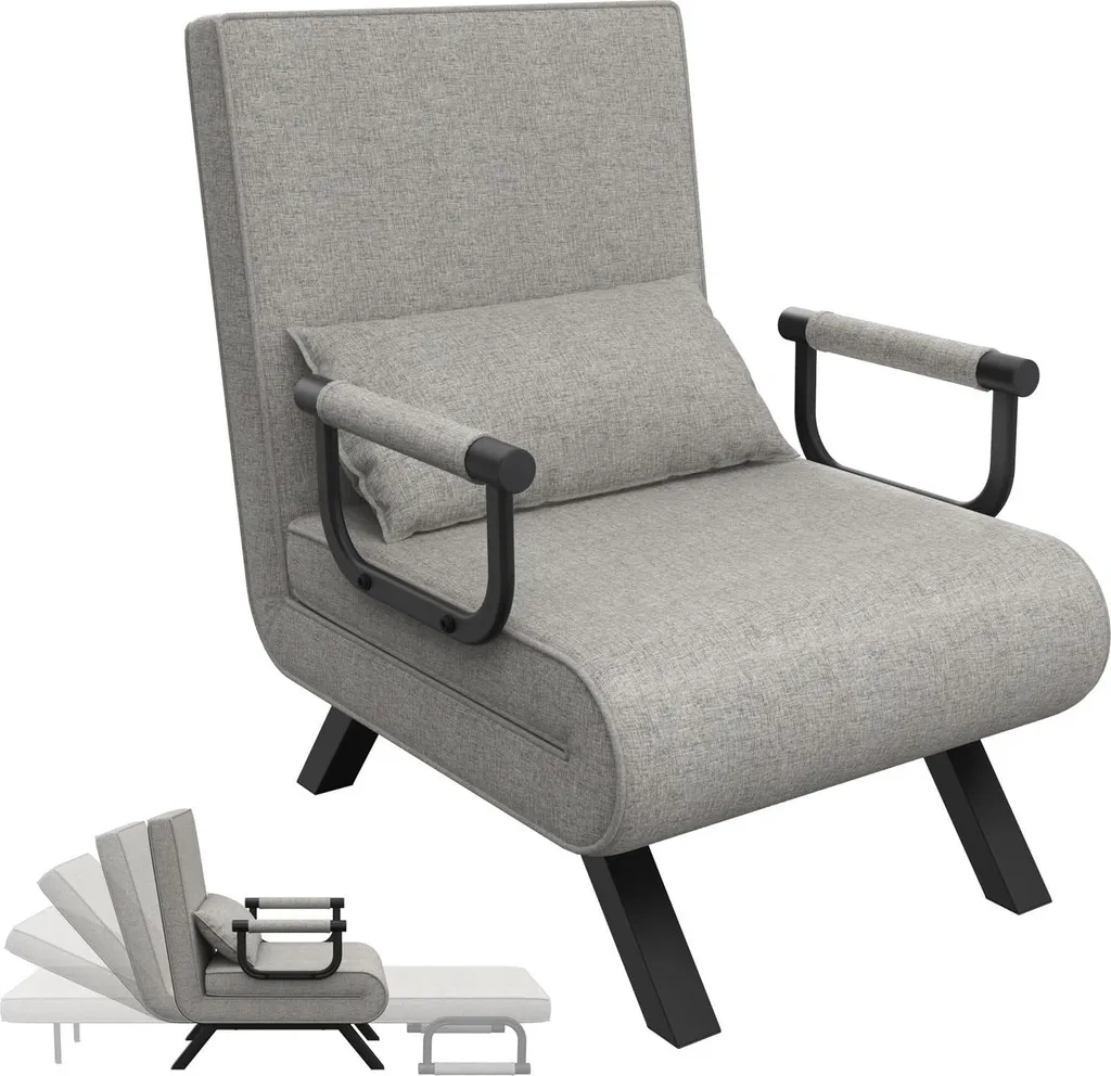 TWOLIIN Canapé-lit 3 en 1 Gris Clair - Lit d'Appoint Pliable 150 kg