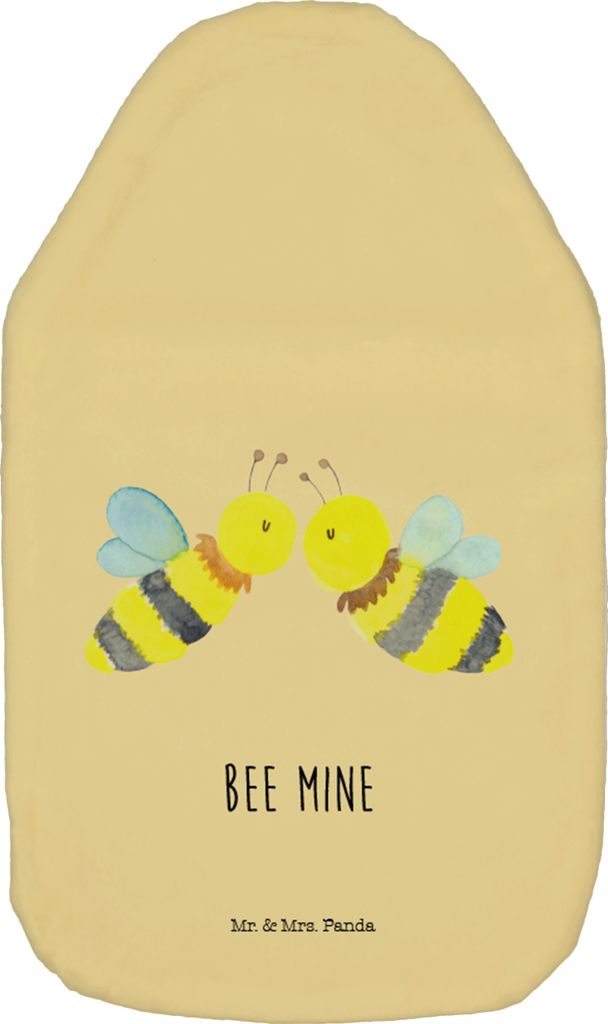 Mr. & Mrs. Panda Wärmflasche Biene Liebe - Gelb Pastell - Geschenk, gummi, Wärmflaschen, Hummel, Wärmekissen, mit Bezug, Flauschige