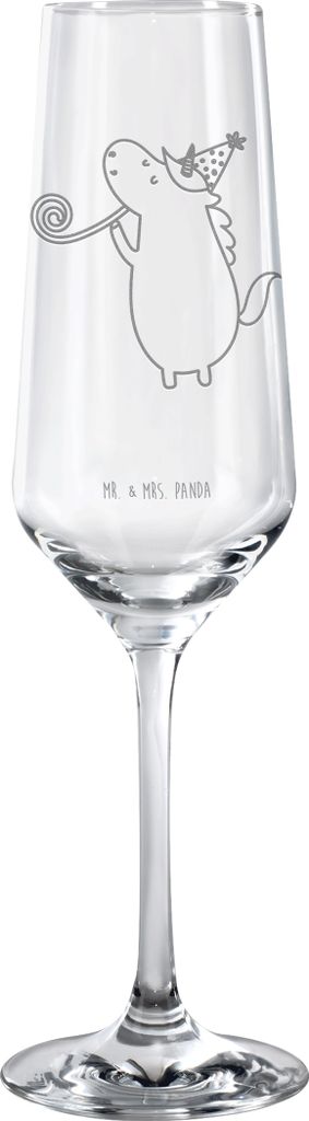 Mr. & Mrs. Panda Glas Einhorn Party - Transparent - Geschenk, Geburtstag, Trinkglas, Glitzer, Sektglas, Flute, Club, Unicorn, Champagnerglas, Sektf...
