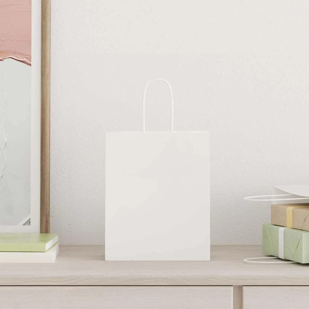 Sacs papier avec anses 18x8x22 cm blancs vidaXL résistants 250 unités