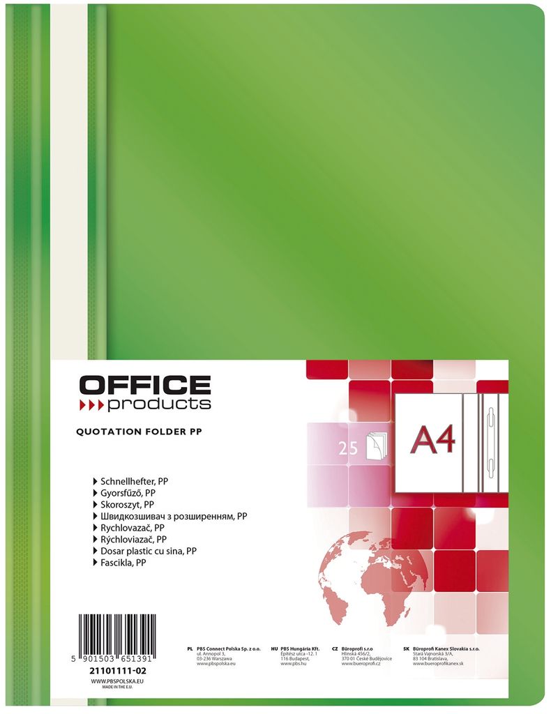 OFFICE PRODUCTS 2101111-02 Schnellhefter - A4, PP, grün