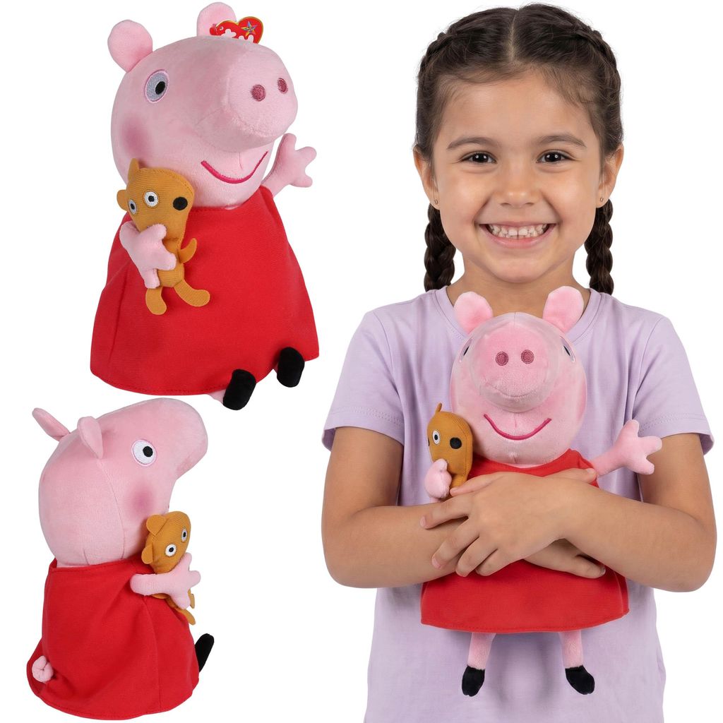 TY Peppa Wutz Plüschtier, BEANIE BUDDY Kuscheltier, sensorisches Spielzeug, 28 cm