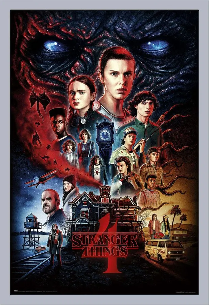 Stranger Things Poster Casa di Vecna 61x91.5 + Cornice Argento Shinsuke