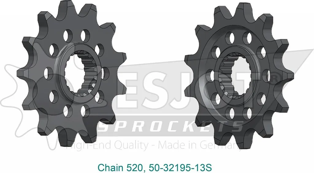 Pignon d'entraînement 520 en acier robuste 13 dents pour moto ESJOT