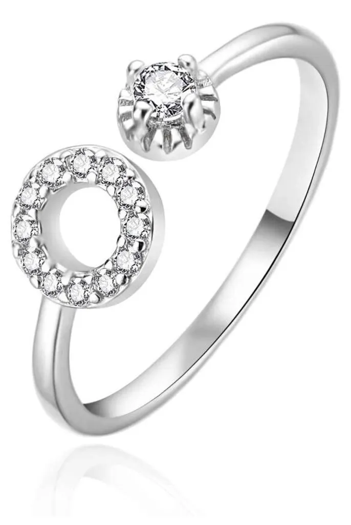 Bague scintillante AGT-R67W argent véritable - Design ouvert de 57 mm
