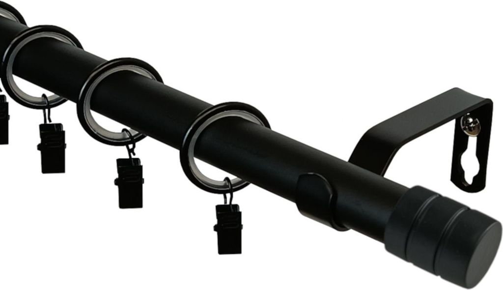 Einzelne Gardinenstange LOFT 240 cm – schwarz, galvanisierter Metall, Montageset, industrieller Stil