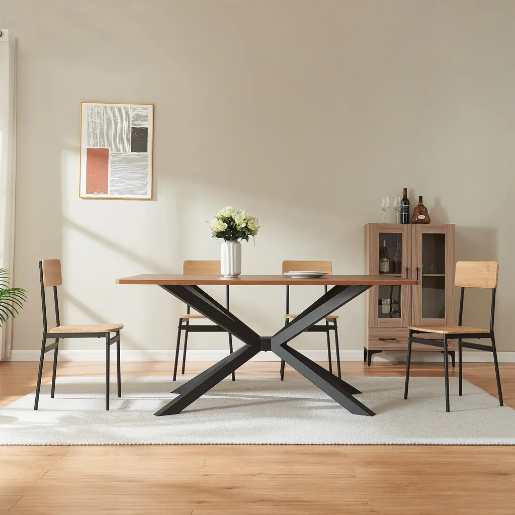 Piètement de table rectangulaire en acier noir 120 cm style industriel