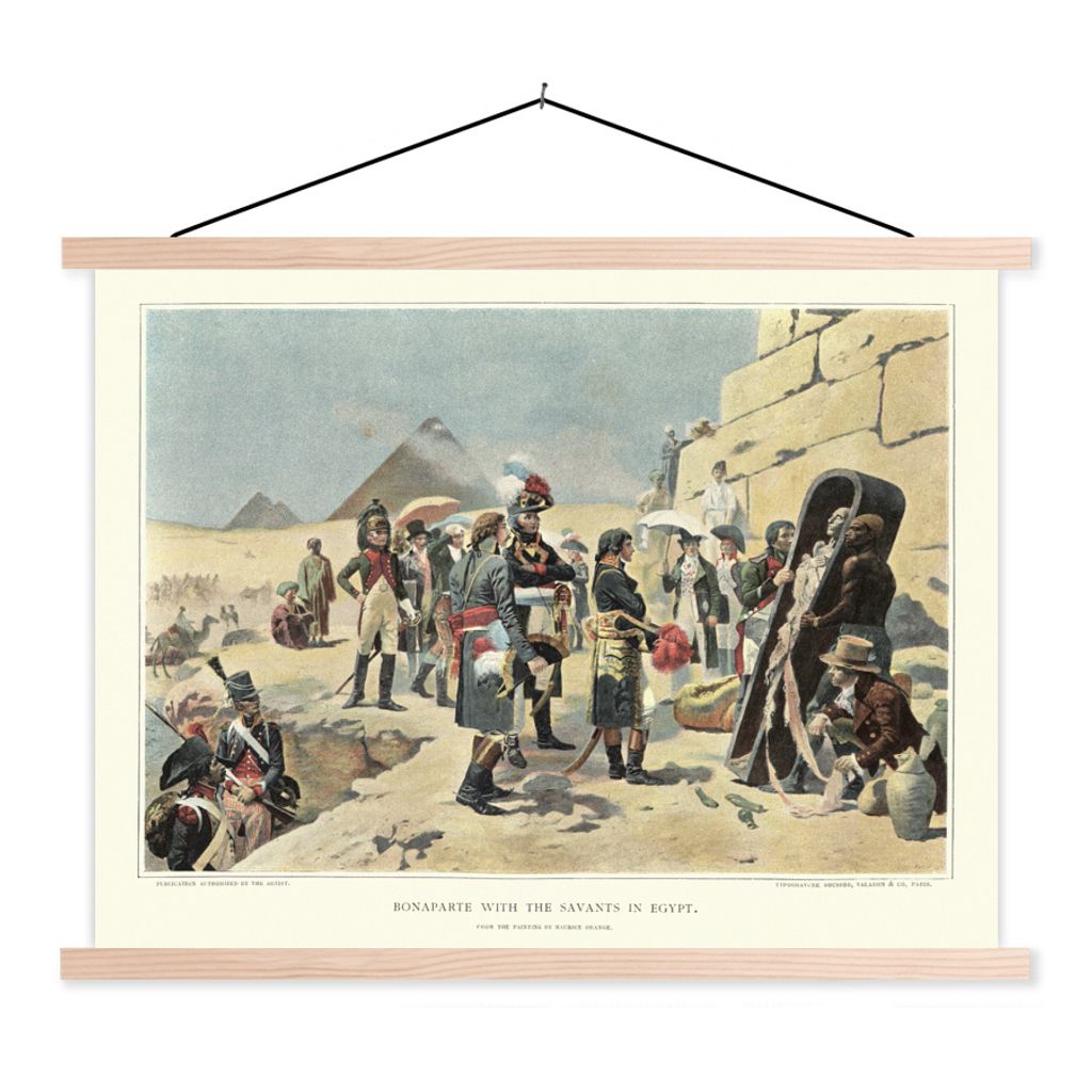 MuchoWow Textilposter Illustration von Napoleon Bonaparte, stehend in Ägypten 150x113 cm mit holzfarbenen Rahmen - Poster