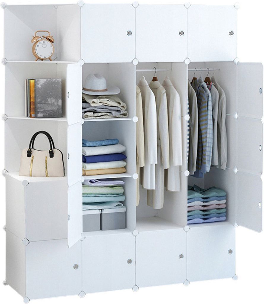 Rebiko Großer MODULAR-Kleiderschrank, weiß, geräumig, Produktbild 