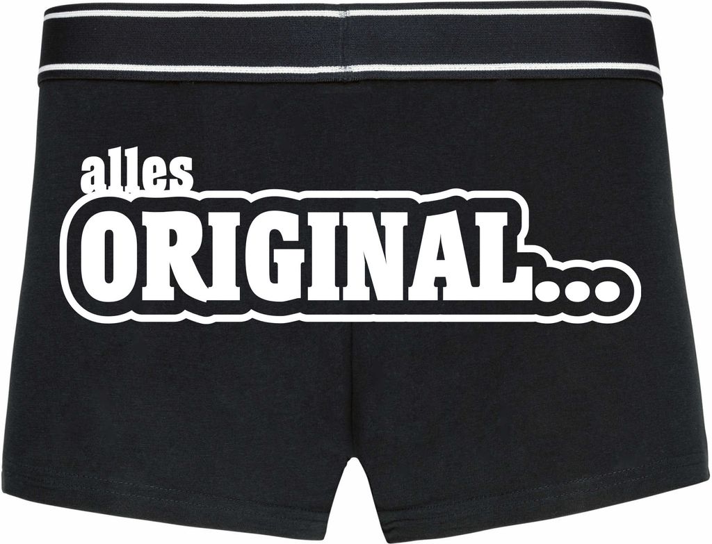 Boxershorts - Mann - Boxer-0038-man-black-h-M - schwarz - M - hinten - Alles Original - lustiges Motiv - Spruch - Unterwäsche - Unterhose - Freize...