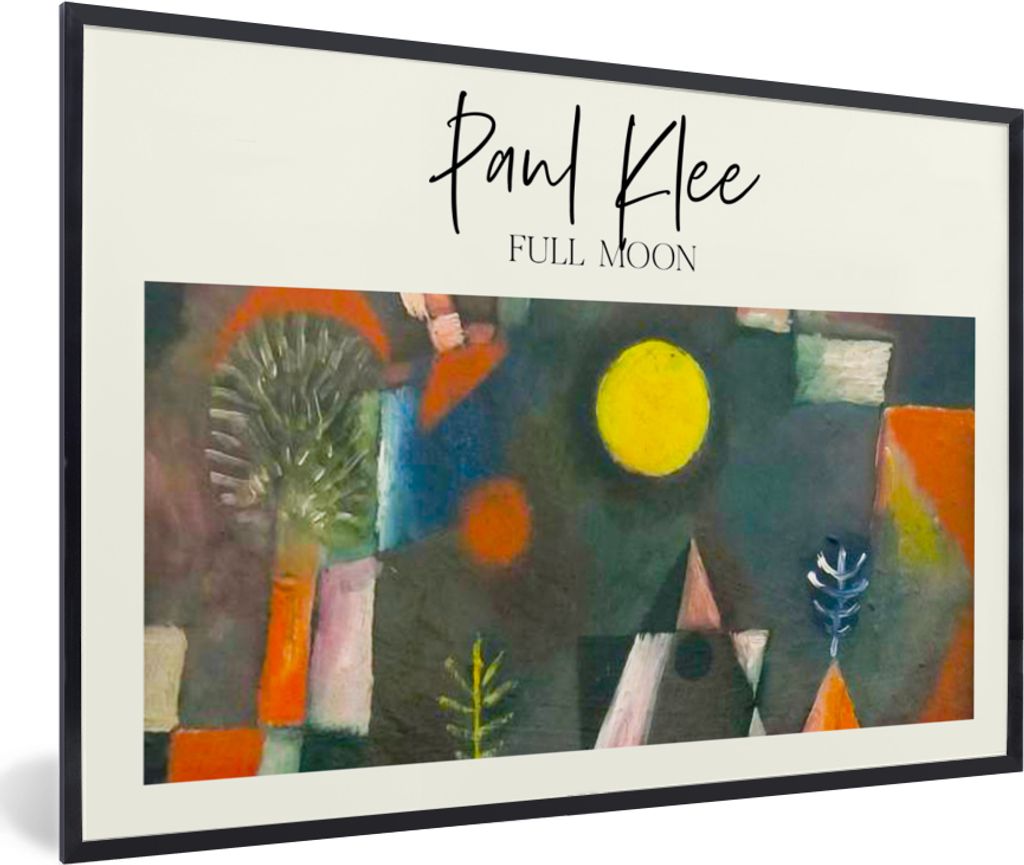 MuchoWow Gerahmtes Poster Paul Klee - Gemälde - Vollmond 30x20 cm - Poster mit Schwarzem Bilderrahmen Wandposter Rahmen Foto Bilder - Kunstdruck...