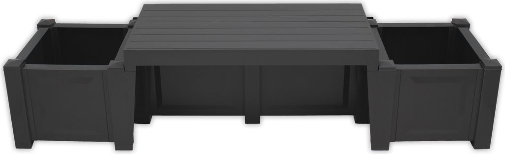Gartenbank NYVIGreen 2-Sitzer 174x49x41 cm mit Pflanzkästen - Sitzbank aus wetterfestem & recyceltem Kunststoff, Farbe:Anthrazit