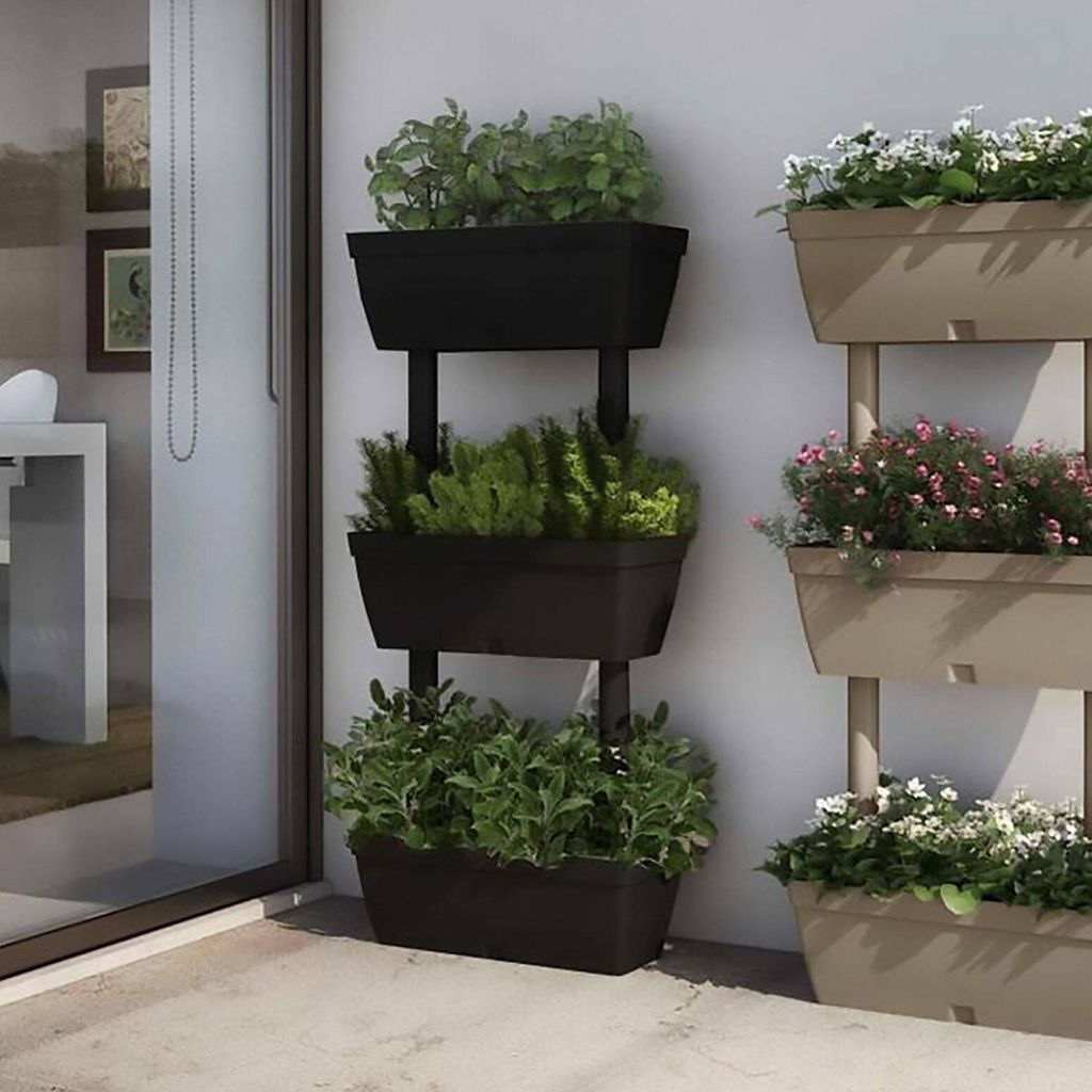 Verticale tuin/bloembak, 3-delig, donkergrijs Productafbeelding 