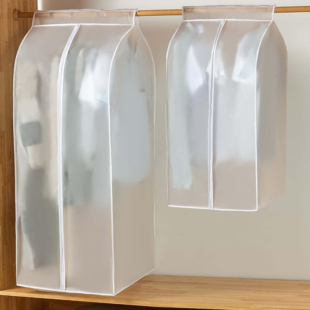 2PCS Lange Staubdichte Kleidersäcke, Transparente PEVA Kleiderhülle Große Kleiderschutzhülle für Kleidung mit Reißverschluss Staubschutz Auf...