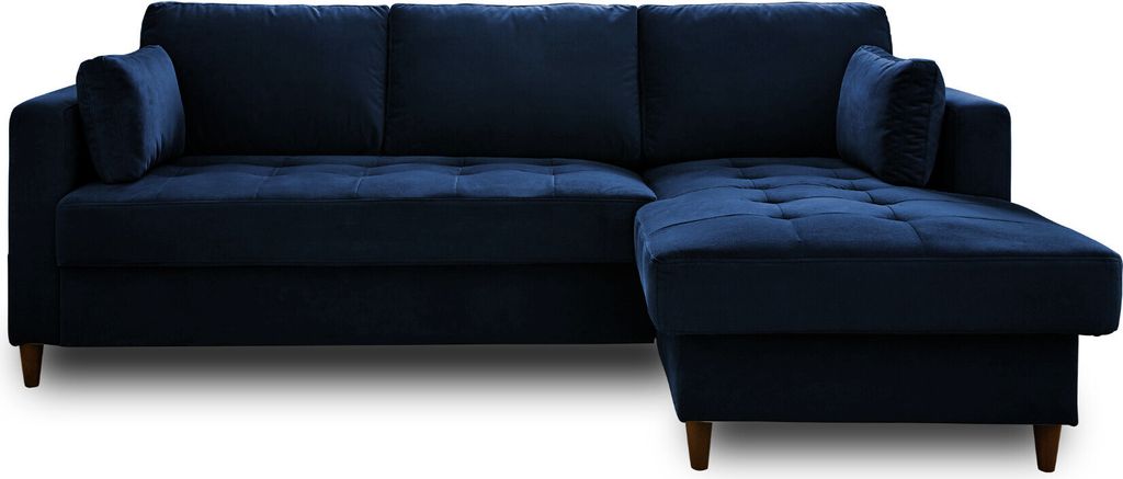 Lisa Design ANNA, Ecksofa mit Schlaffunktion, mit Bettkasten, 4-Sitzer, moderner Stil, rechts , Nachtblau