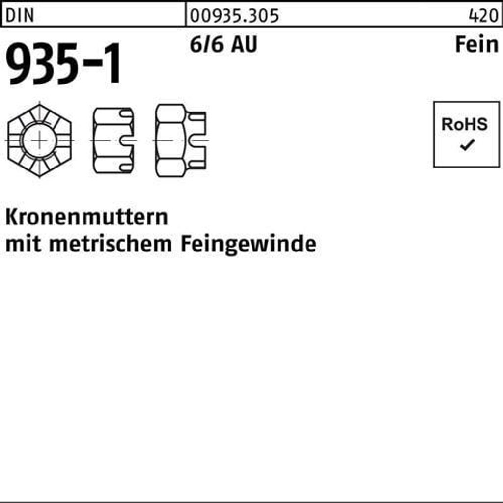 Reyher Kronenmuttern DIN 935 -1 6 M 45 x 1,5 (1 Stück)