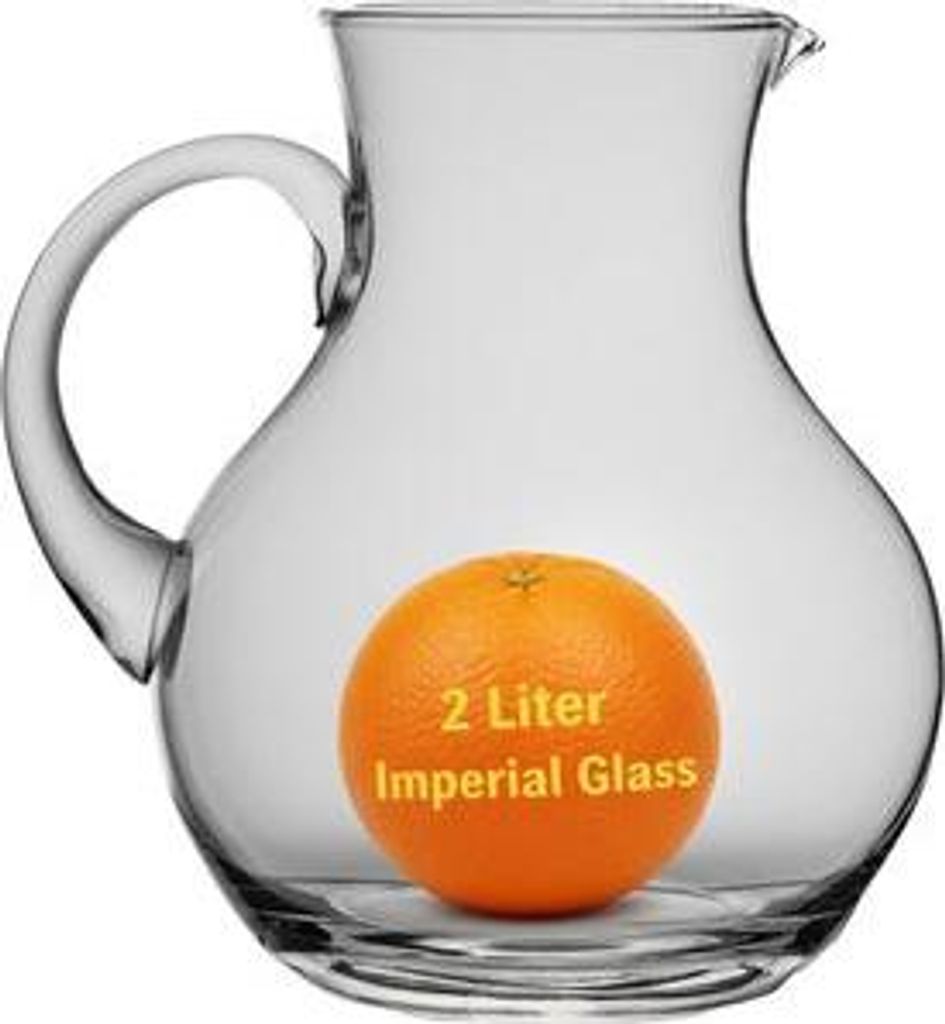 IMPERIAL glass Glaskaraffe 2l – bauchige Wasserkaraffe aus Crystalline Glas mit geschwungenem Henkel, "Havanna" Handgefertigt