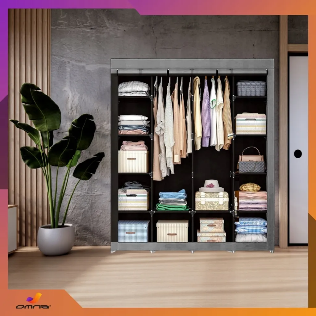 Dressing Textile XXL Gain de Place - Idéal Chambre et Studio - Noir