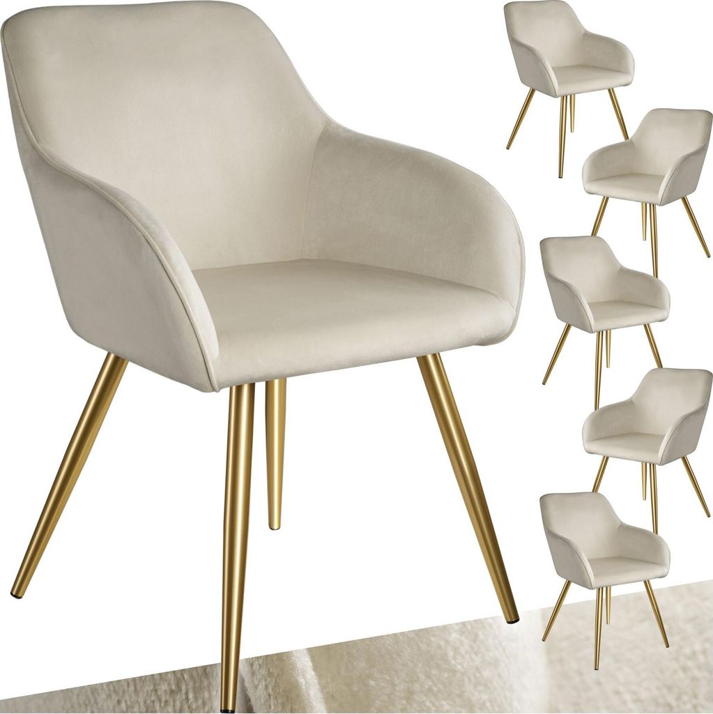 tectake® Esszimmerstuhl Marilyn gepolstert, in Samtoptik 58 Produktbild 