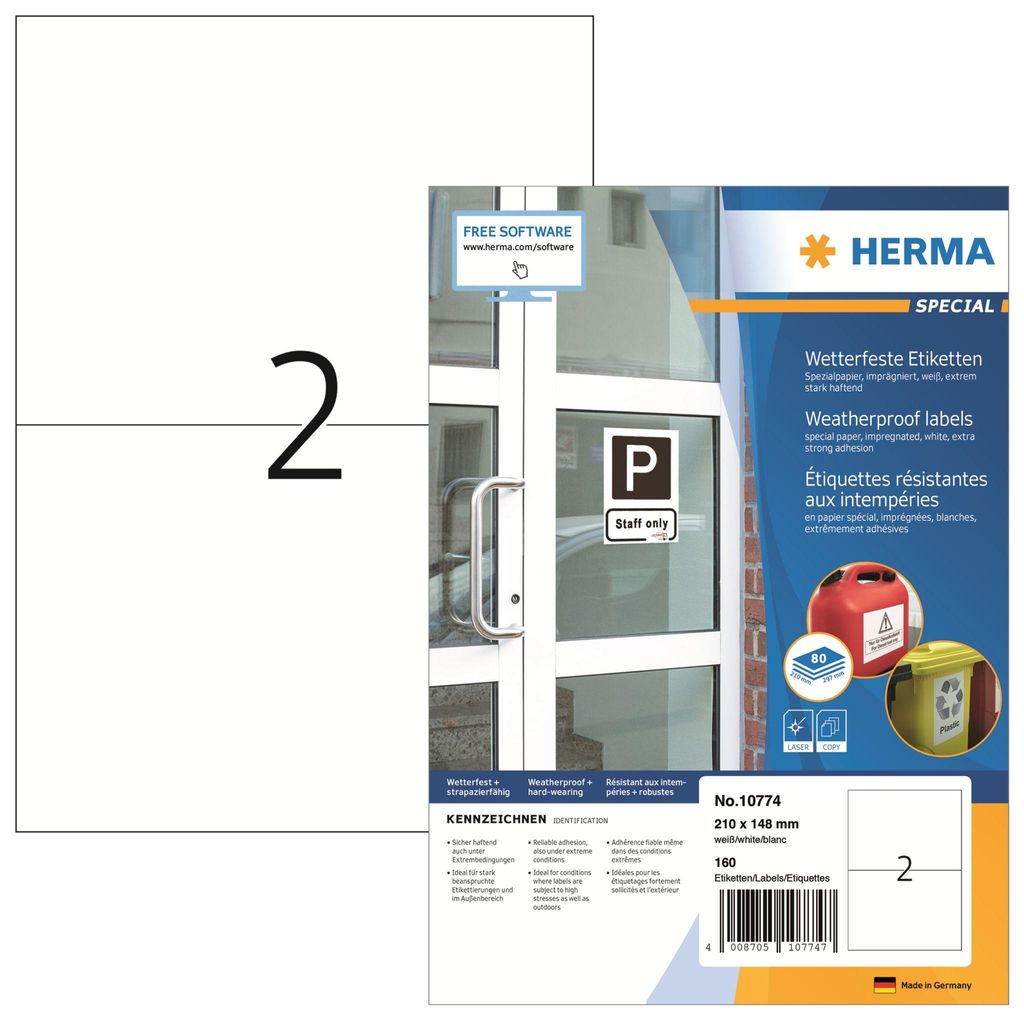 HERMA 10774 - Weiß - Selbstklebendes Druckeretikett - Produktbild 