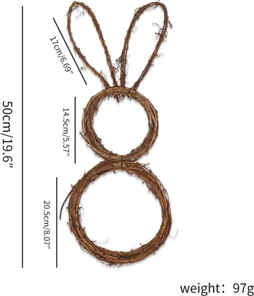Décoration de Pâques pour porte et pelouse - Lapin en vigne tressée