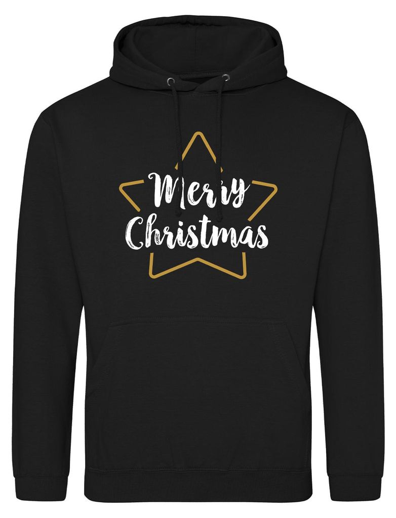 Huuraa Uni Hoodie Weihnachtsstern Merry Christmas XL Deep Black Vegan Sweatshirt Geschenkidee