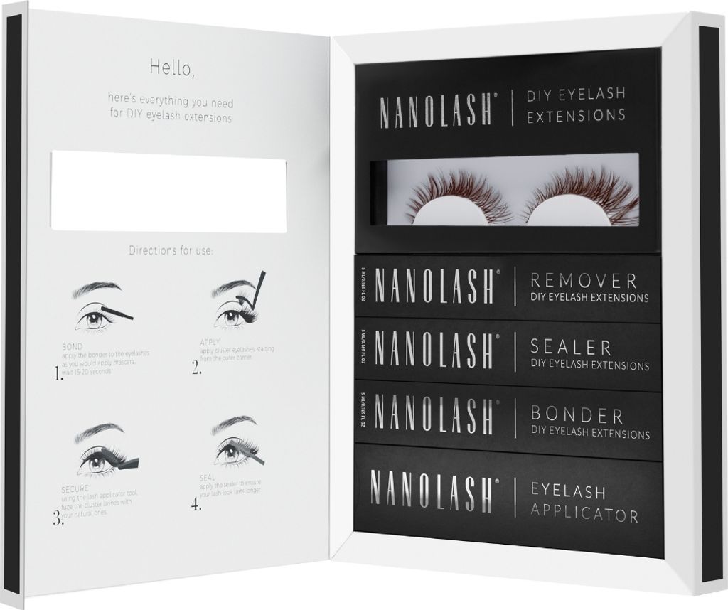 Set zur braune cluster wimpern zur DIY Wimpernverlängerung zu Hause Nanolash CHARM