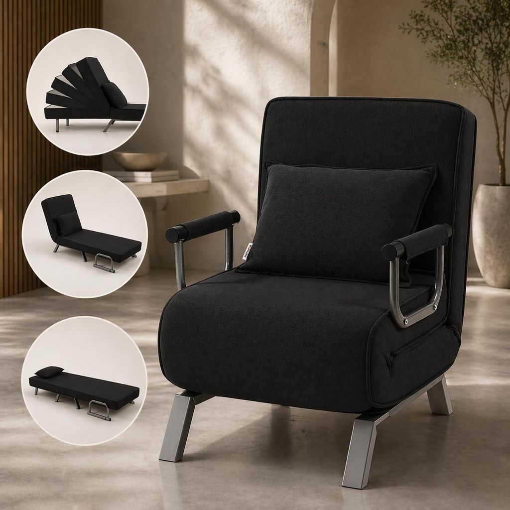Makika Schlafsessel Schlafsofa Ted klappbar in Schwarz Produktbild 