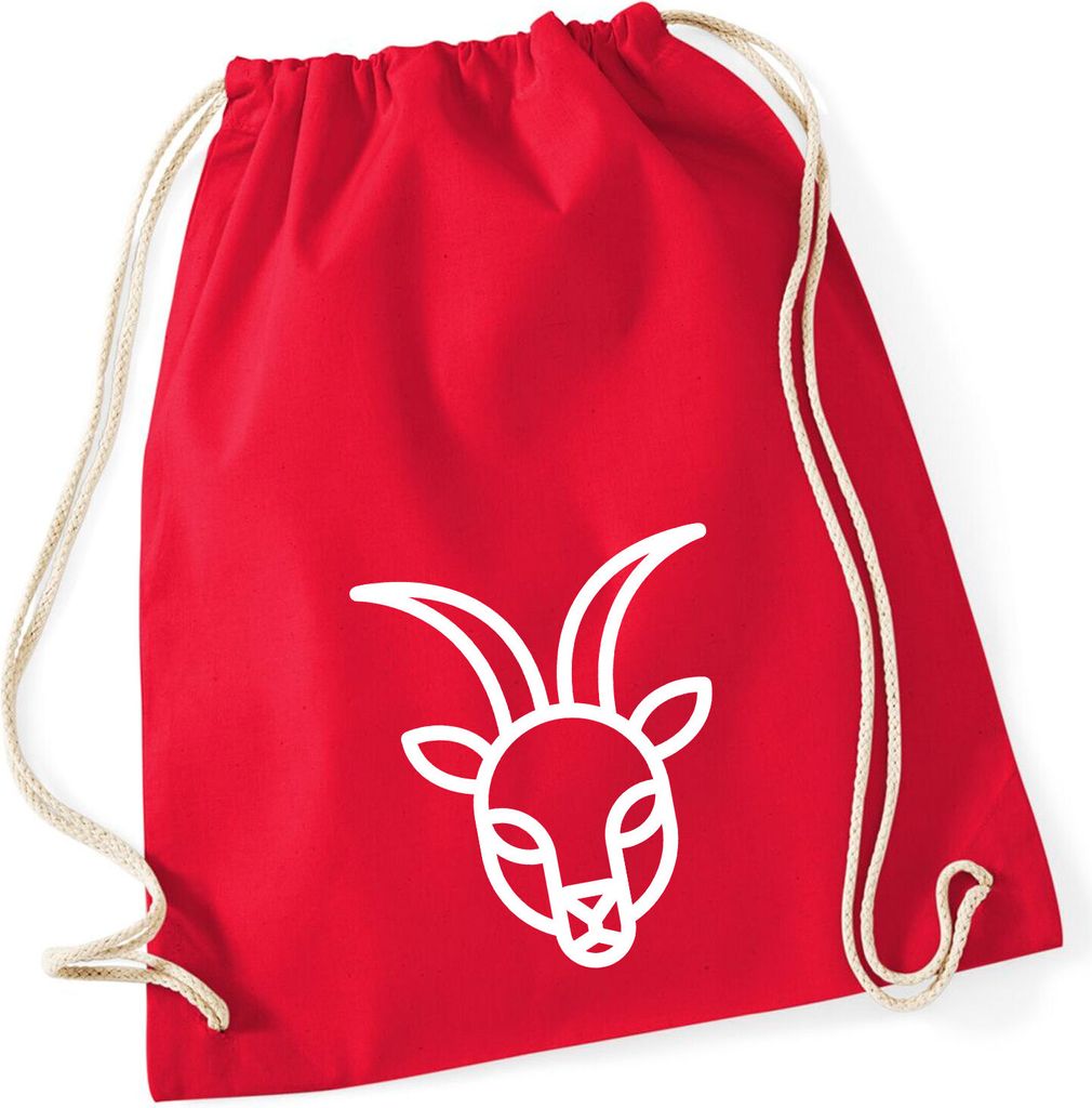 Huuraa Turnbeutel Steinbock Sternzeichen Symbol 12 Liter Classic Red Baumwolle Rucksack Geschenkidee