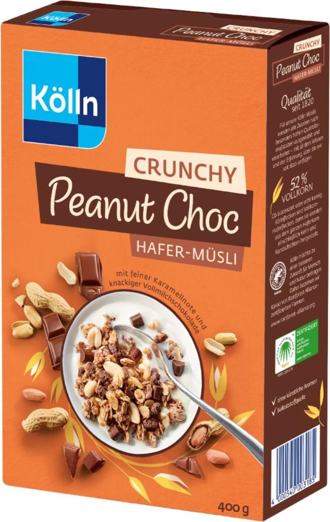 Kölln Müsli Crunchy Peanut Choc, 8x400g Sparpaket