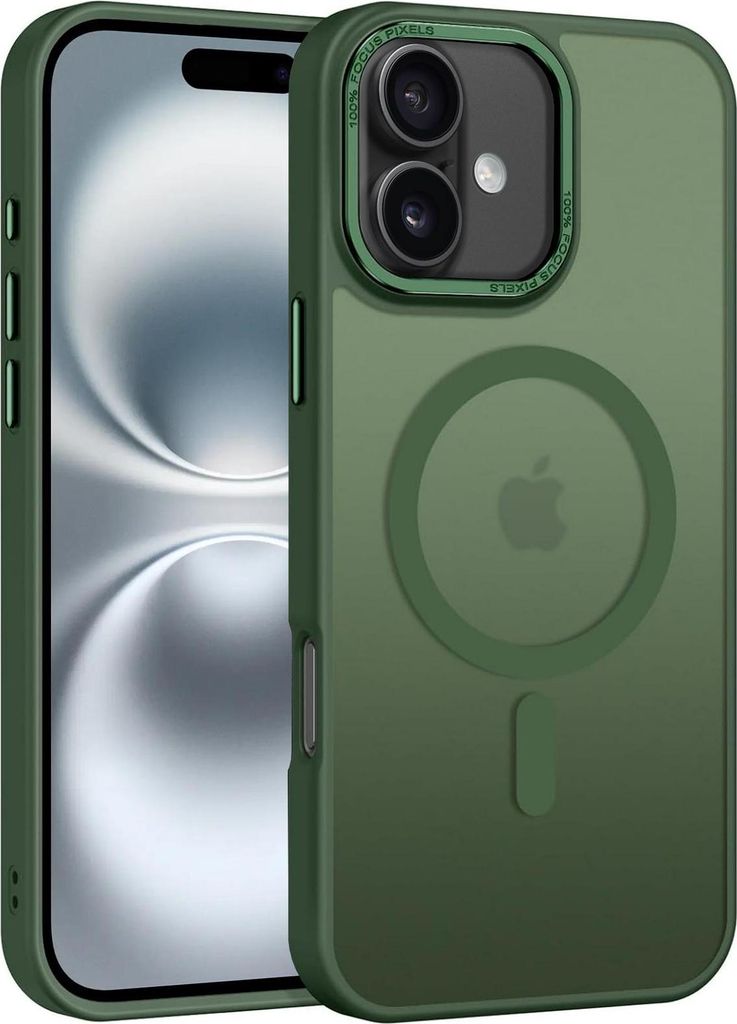 Handyhülle für iPhone 16 Hülle MagSafe kompatibel mit Metall Kamerarahmen Magnet Case TPU Kantenschutz