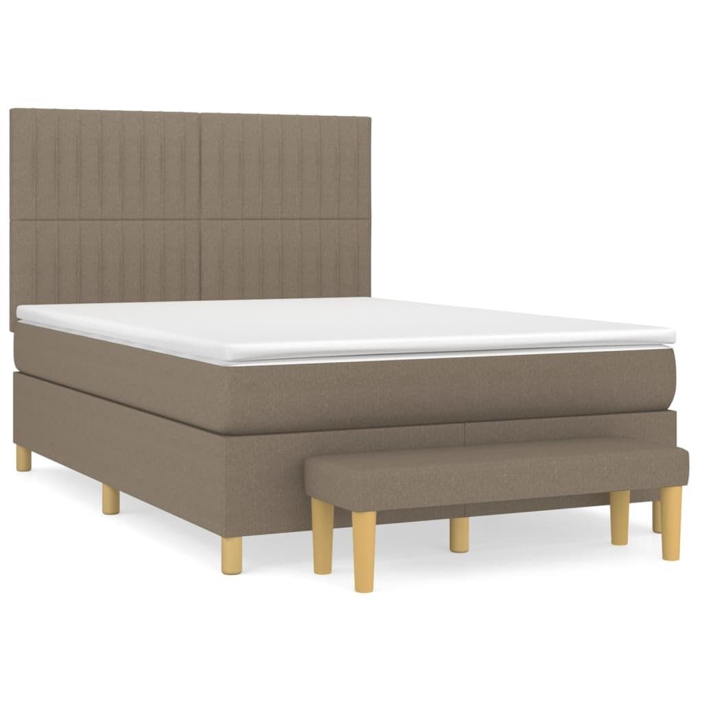 Möbel Boxspringbett/bettgestell - Bettrahmen - Doppelbett - mit Matratze Taupe 140x200 cm Stoff - Polsterbett Klassische Betten CLORIS7730191