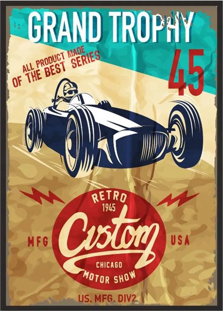 Poster Artistico Garage Race P1856 33x43 cm - Cornice Nera Inclusa