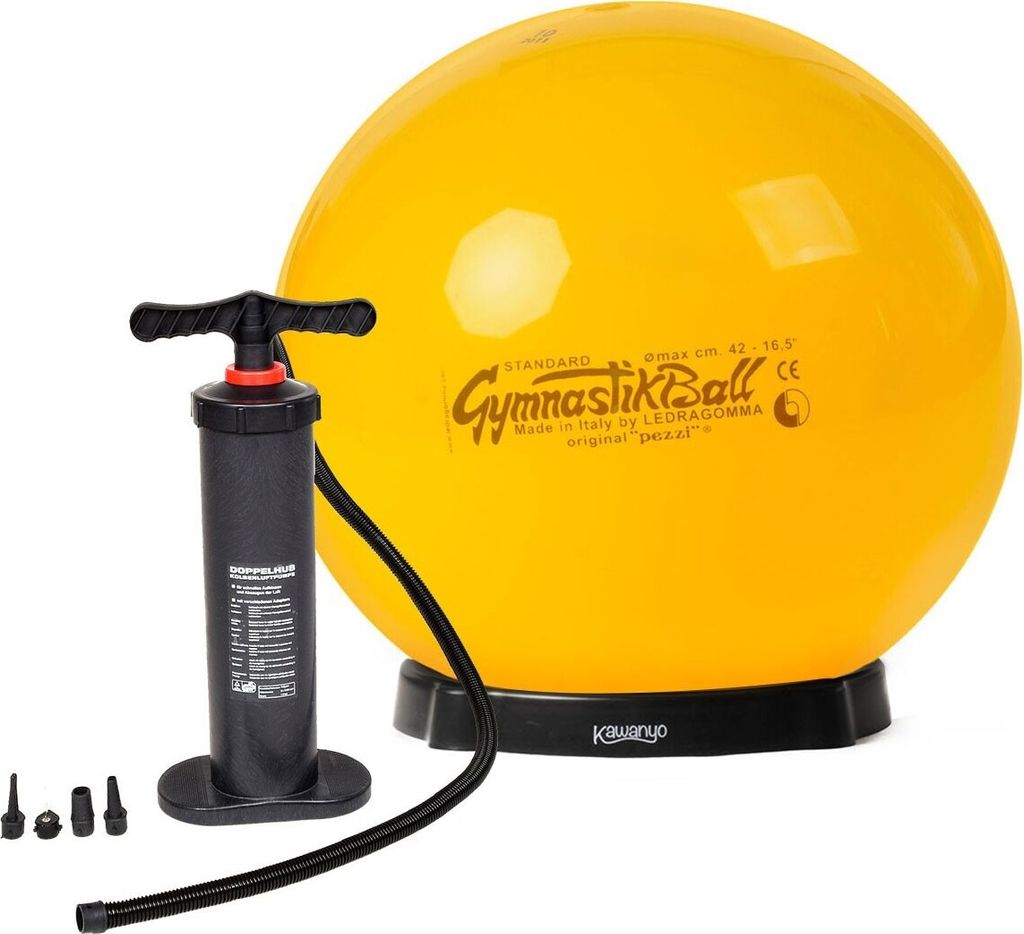 Original Pezziball STANDARD m. Standpumpe und Ballschale - gelb