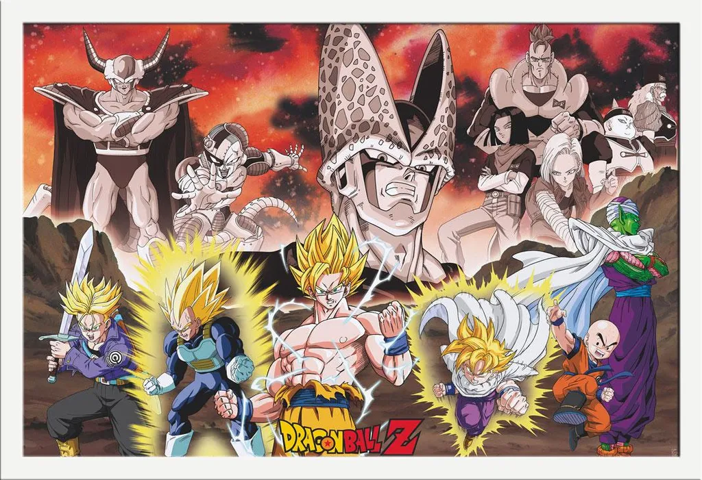 Maxi Poster Dragon Ball Cell Arc 61x91,5 Cornice Shinsuke MDF Bianca
