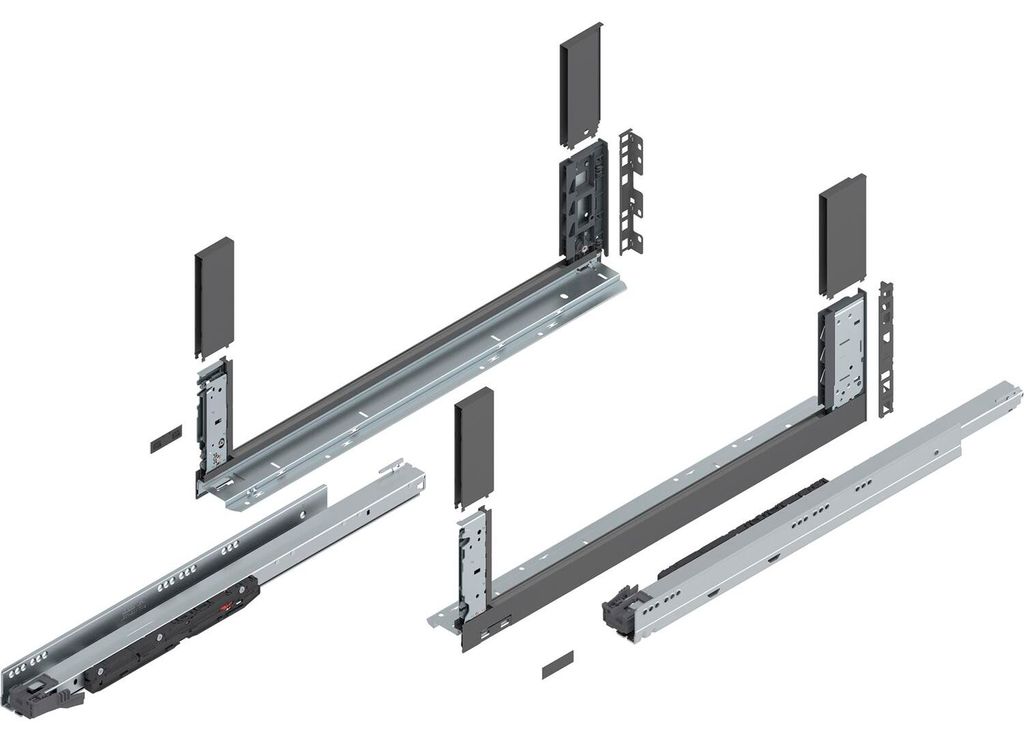 Blum Legrabox free H C Schubladenschienen Set | 1 Paar, 70kg 650mm | Tip On Vollauszug, oriongrau