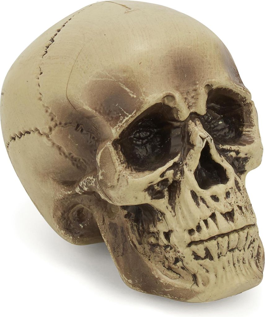 Halloween Dekoration Totenschädel beige-schwarz 18cm - Einheitsgröße